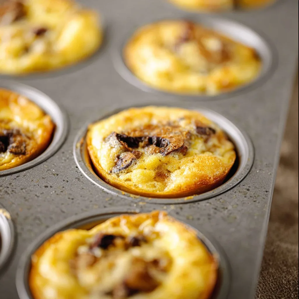 Mushroom Turkey Egg Muffins – The Smartest High Protein Snack You’ll Love 7 Baked mushroom turkey egg muffins cooling in muffin tray