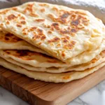 Cottage Cheese Flatbread Recipe (No Egg, Just 2 Ingredients!) 5 Extreme close-up of stacked cottage cheese flatbread recipe no egg