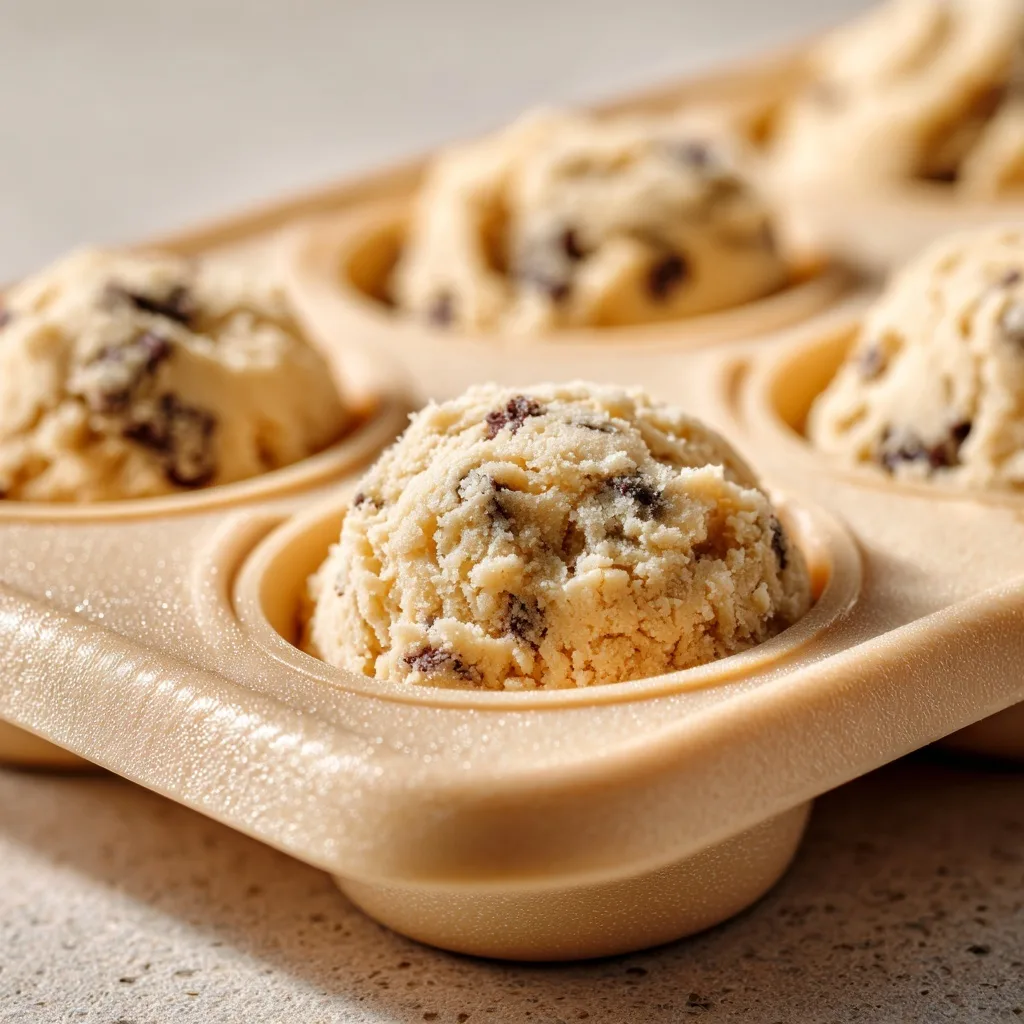 Cottage Cheese Cookie Dough (High Protein + No Bake) 7 cottage cheese cookie dough scoops in silicone mold tray