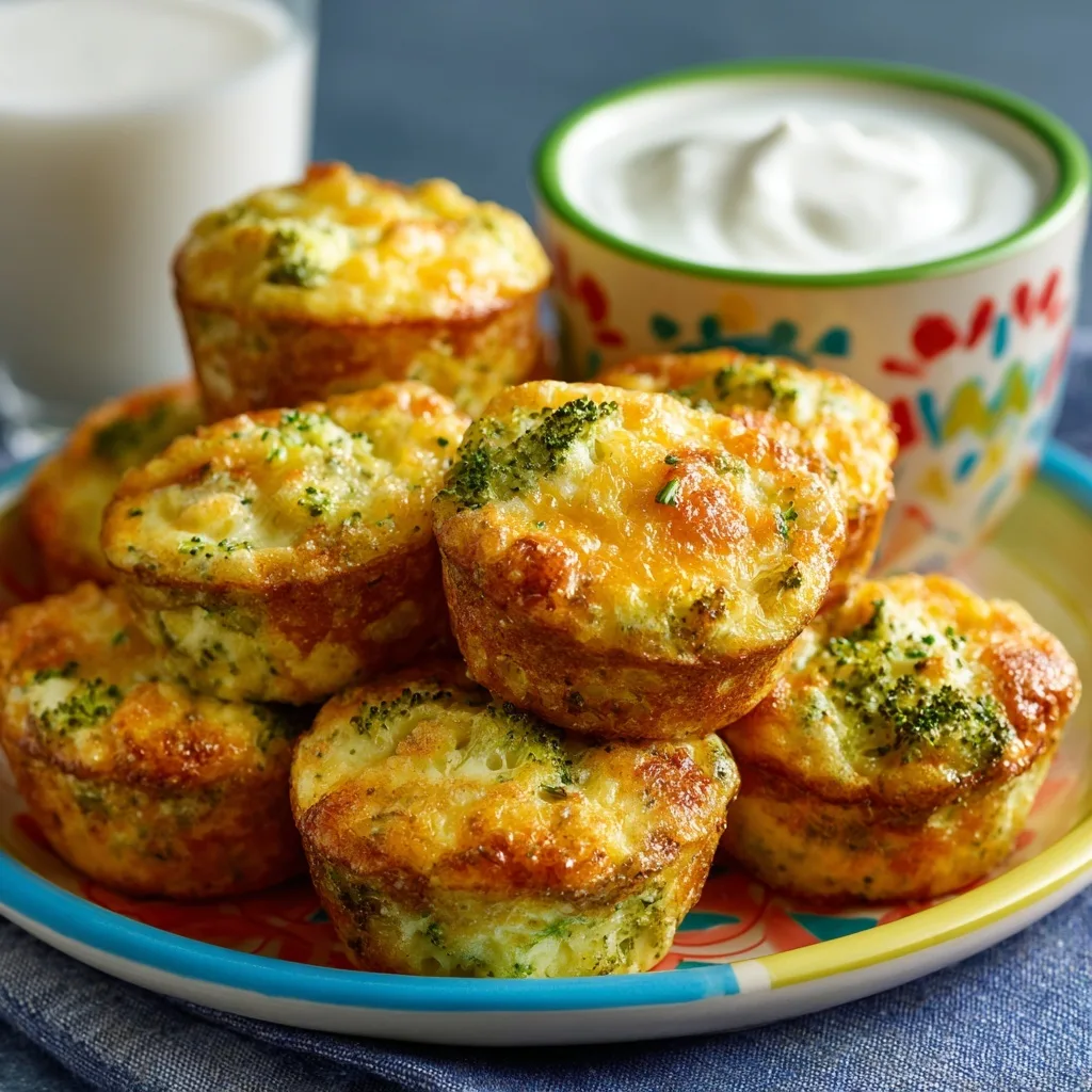 Broccoli Cheddar Egg Muffins – The Simple, Protein-Packed Breakfast You’ll Crave 5 Stack of broccoli cheddar egg muffins served with yogurt and milk