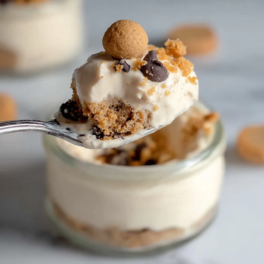 Cookie Dough Cottage Cheese Mousse: The Healthy Dessert You Didn’t Know You Needed 7 Spoonful of cookie dough cottage cheese mousse with crumbs and toppings