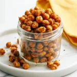 roasted chickpeas stored in a clear glass jar