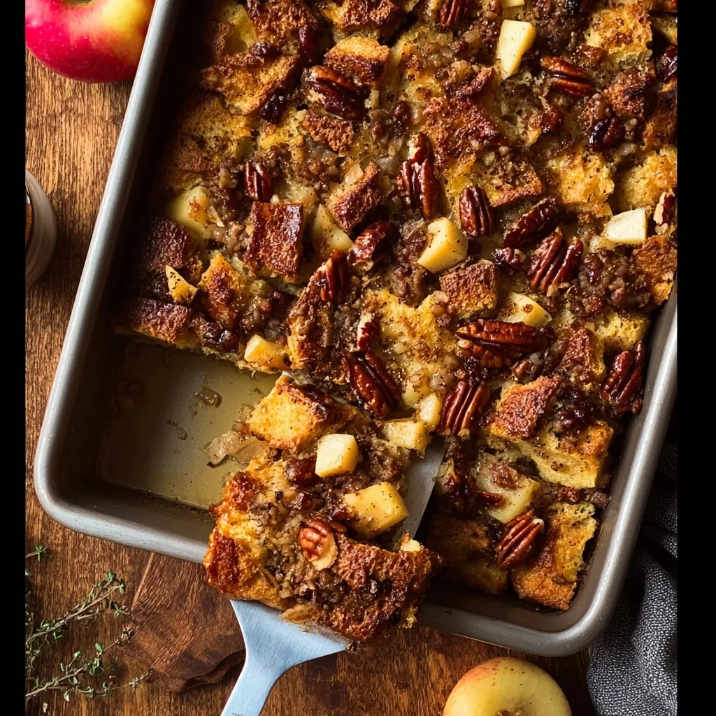 High Protein Apple Pie French Toast Bake – Cozy & Macro Friendly 11 Slice of apple french toast bake lifted from baking dish