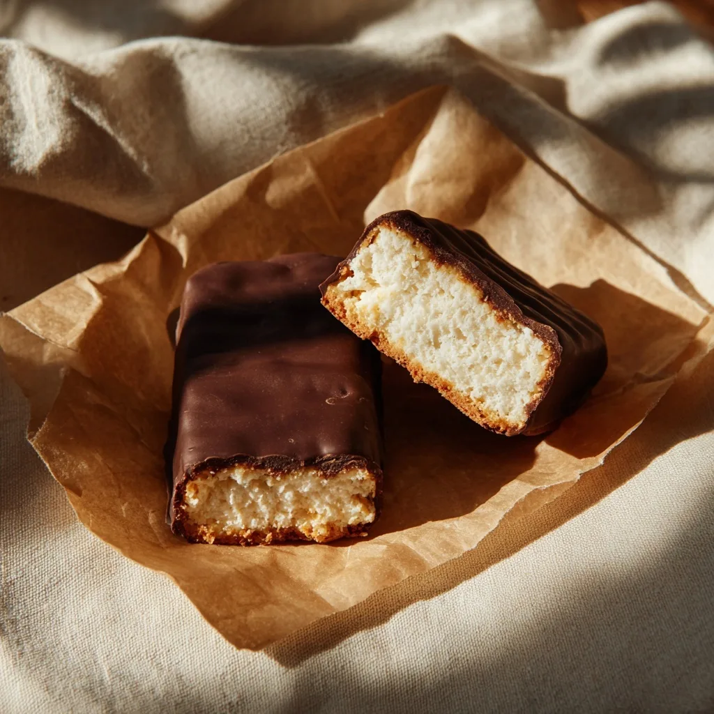 Fluff Protein Bars: The High-Protein Snack That Actually Satisfies 7 Fluff protein bars on parchment paper with soft interior and chocolate coating