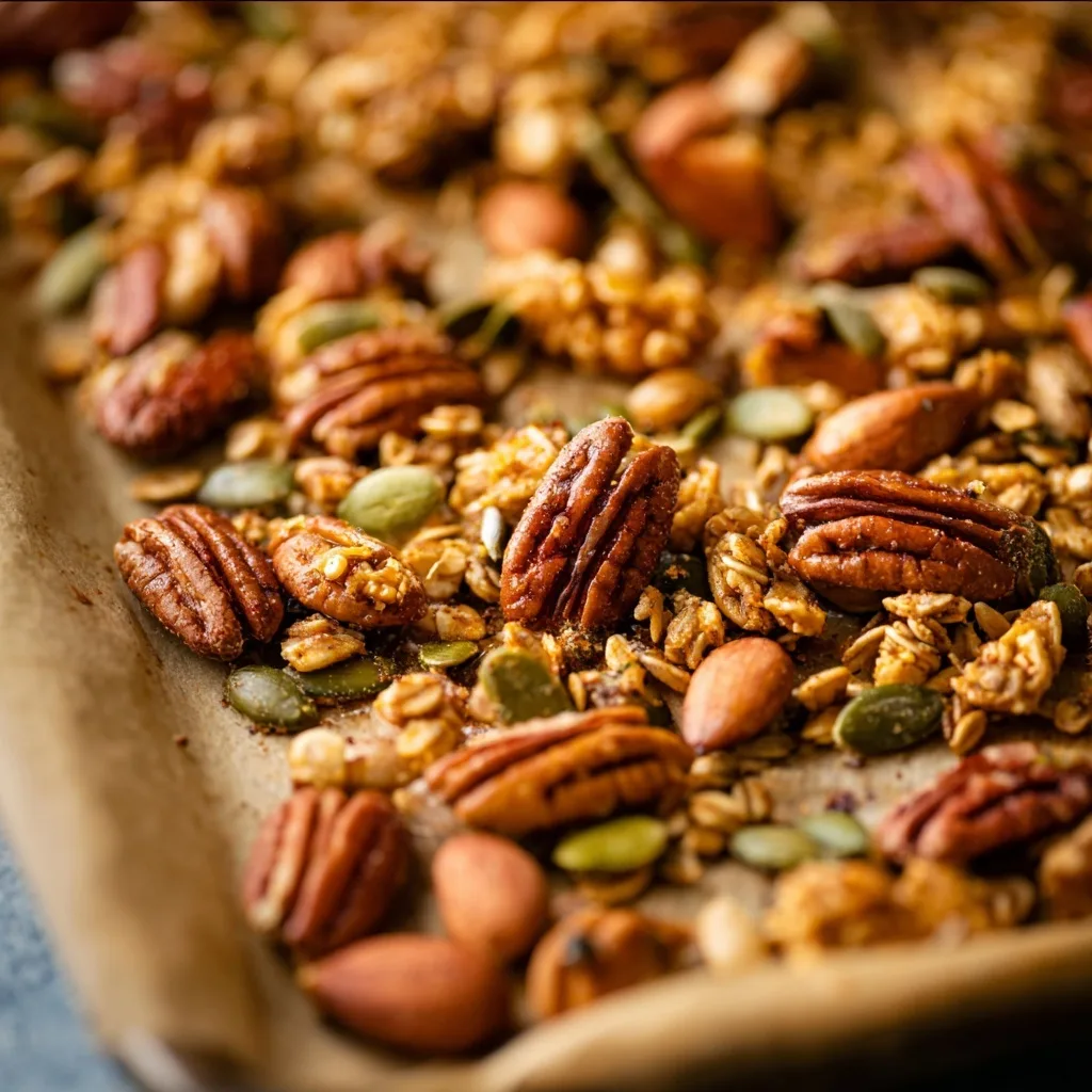 25 High Protein Snacks for Muscle Gain to Maximize Recovery & Results 8 Homemade trail mix with pecans, almonds, oats, and pumpkin seeds