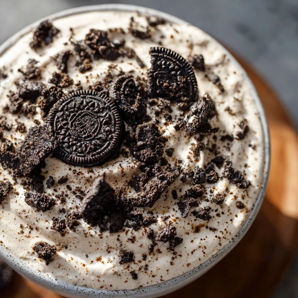 Protein Fluff – What It Is, How to Make It & 3 Variations 10 Oreo Protein Fluff dessert topped with crushed cookies