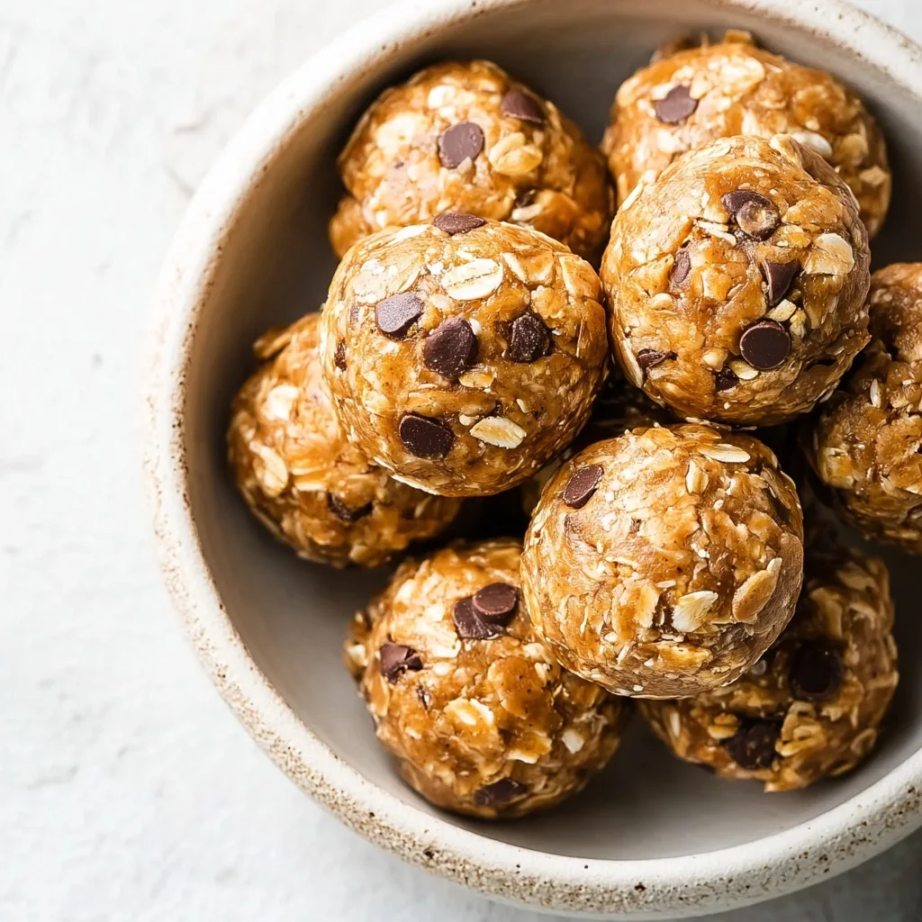 25 High Protein Snacks for Muscle Gain to Maximize Recovery & Results 10 Protein energy balls with oats and chocolate chips in a bowl