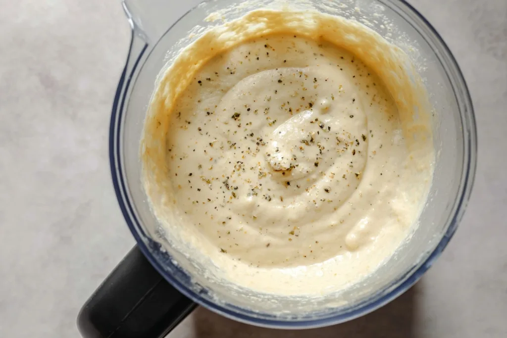 2-Ingredient Cottage Cheese Wraps (High-Protein, No Egg!) 7 Blended cottage cheese wrap batter in a food processor