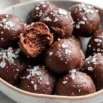 Salted Chocolate Protein Balls Recipe 10 Salted chocolate protein balls with sea salt and fudgy center
