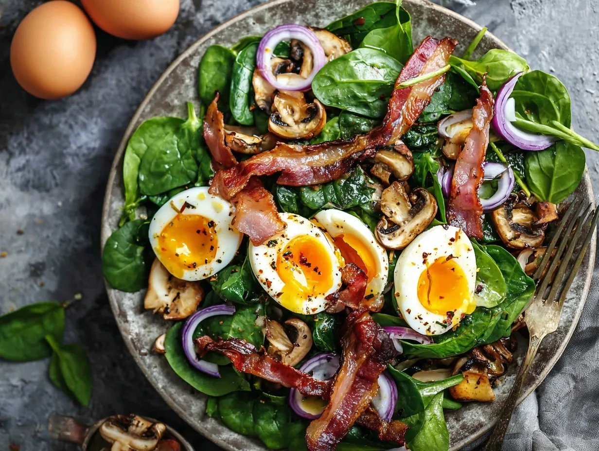 Home 23 15-Minute Spinach Salad with Warm Bacon Dressing | Simple & Delicious