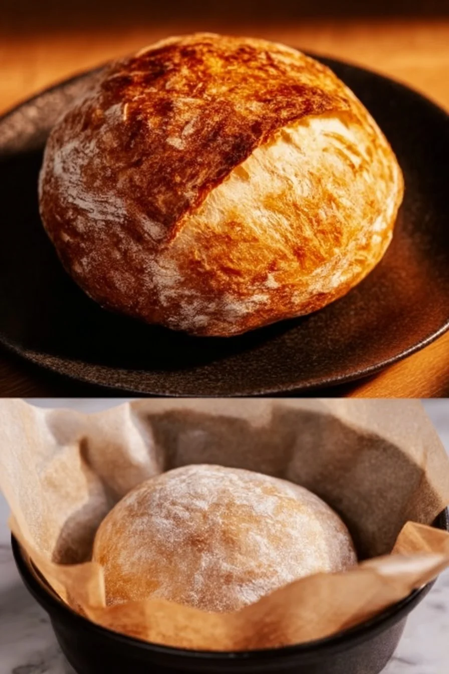 Freshly baked Air Fryer Bread in 30 minutes on a wooden cutting board.