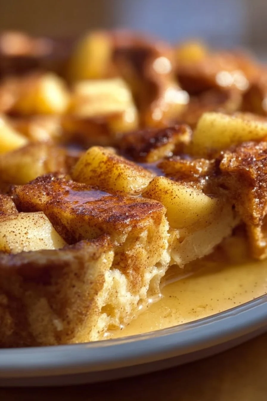 Delicious Apple Cinnamon French Toast Bake served in a baking dish