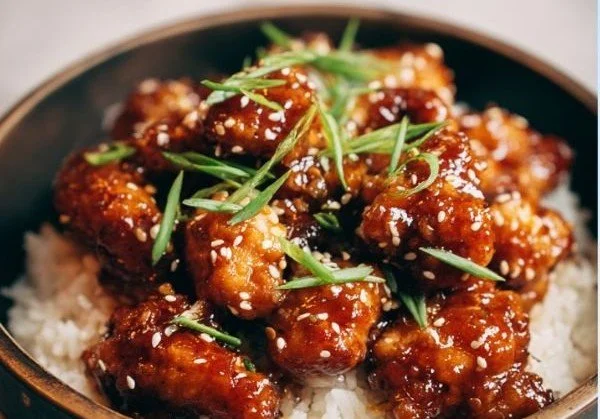 Delicious honey garlic chicken served with vegetables on a plate