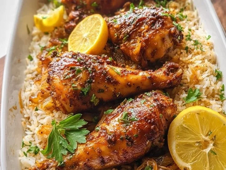 Baked Chicken Legs with Rice