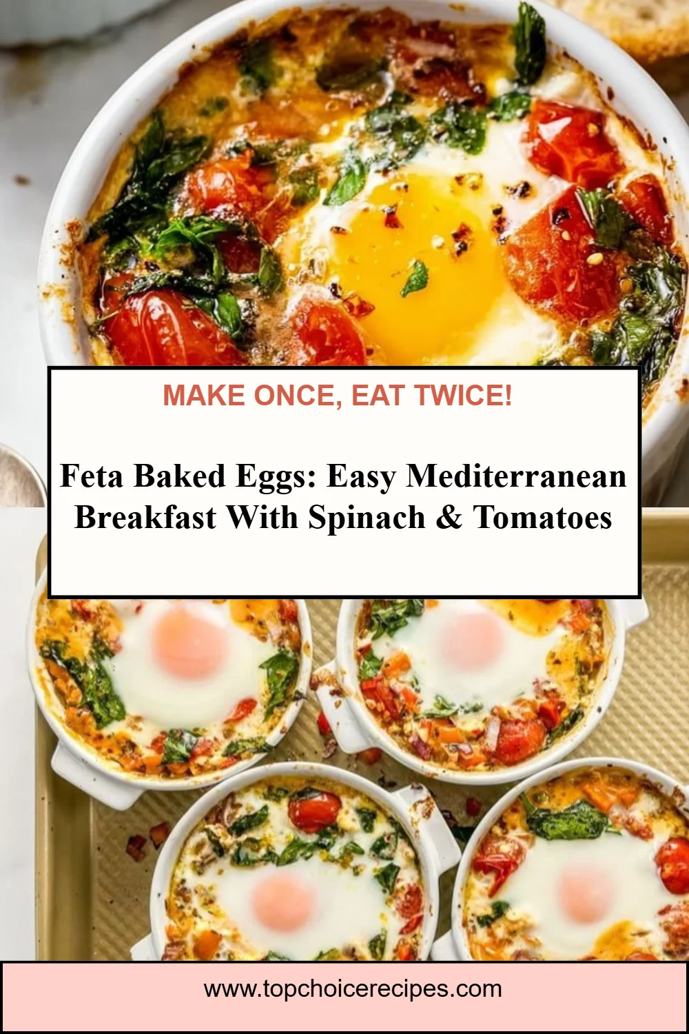 Baked Feta Eggs with Tomatoes and Spinach