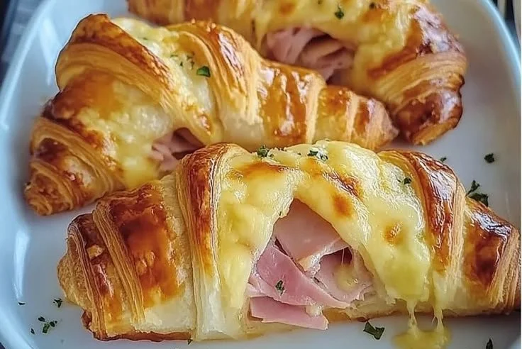 Baked Ham and Cheese Croissants 6 Baked Ham and Cheese Croissants