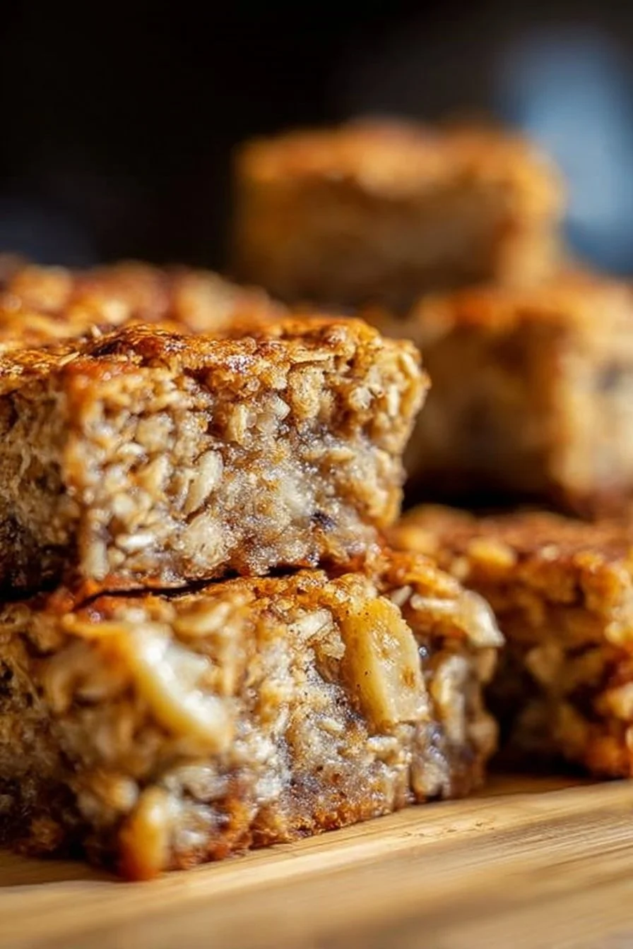 Homemade Banana Oatmeal Bars with ripe bananas and oats