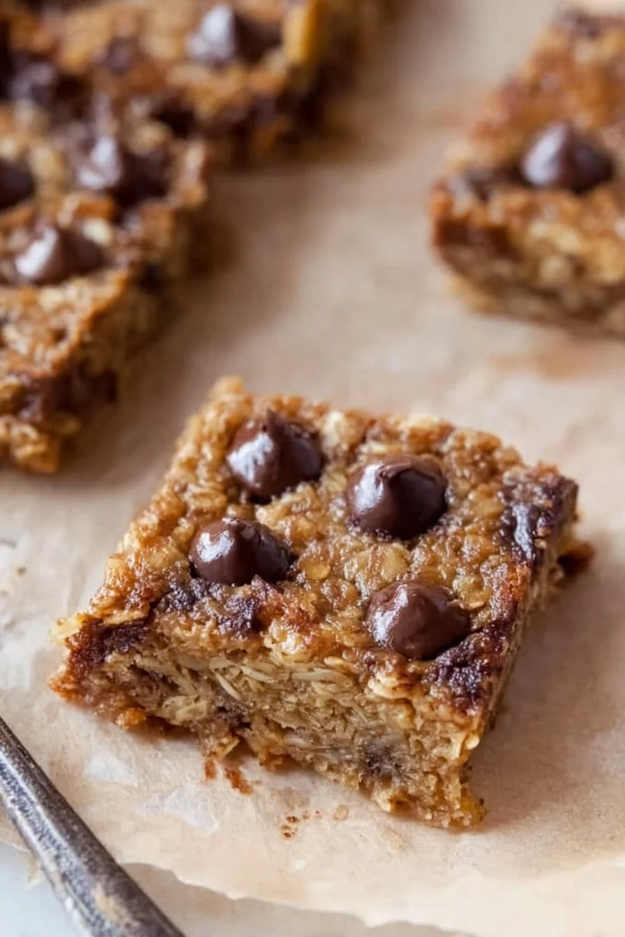 Homemade Banana Oatmeal Bars with oats and ripe bananas