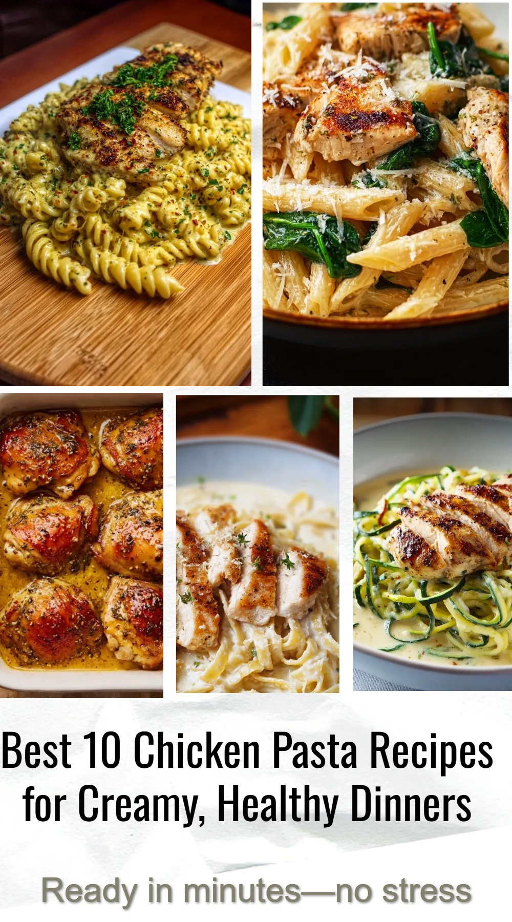 Creamy chicken pasta dishes for healthy dinners in a colorful bowl