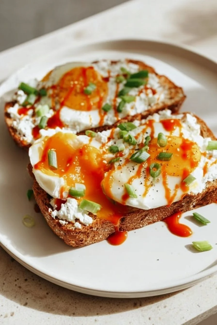 Best 22 High-Protein Breakfast Recipes for a Healthy Start 17 Cottage Cheese Egg & Sriracha Toast