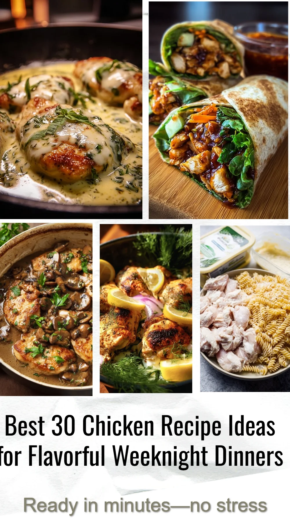Collection of flavorful chicken recipes for easy weeknight dinners.