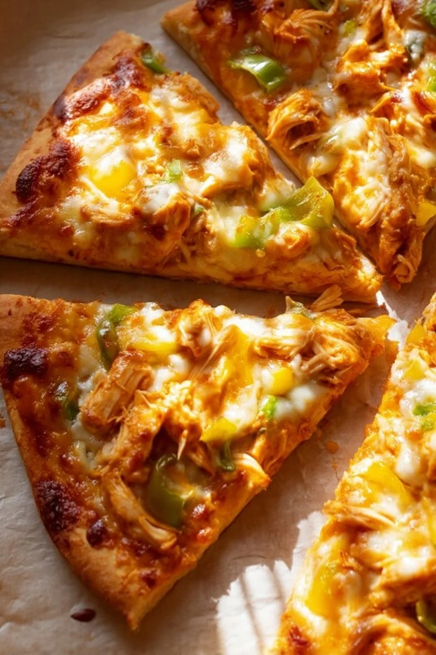 Buffalo Chicken Pizza 5 Delicious Buffalo Chicken Pizza topped with spicy sauce and melted cheese