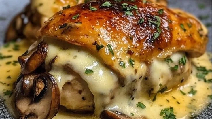 Cheesy Garlic Butter Mushroom Stuffed Chicken 5 Cheesy Garlic Butter Mushroom Stuffed Chicken