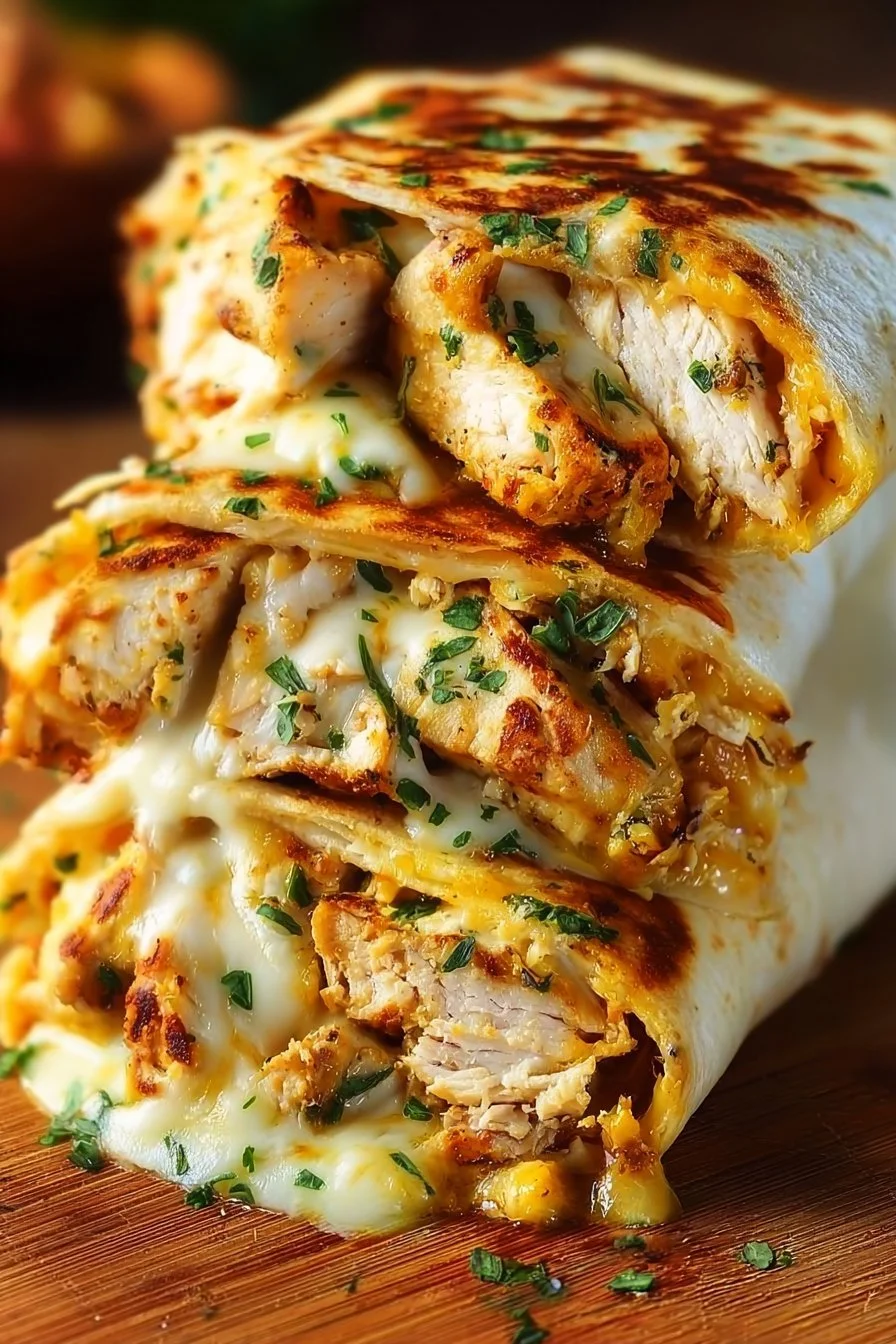 Cheesy Garlic Chicken Wraps