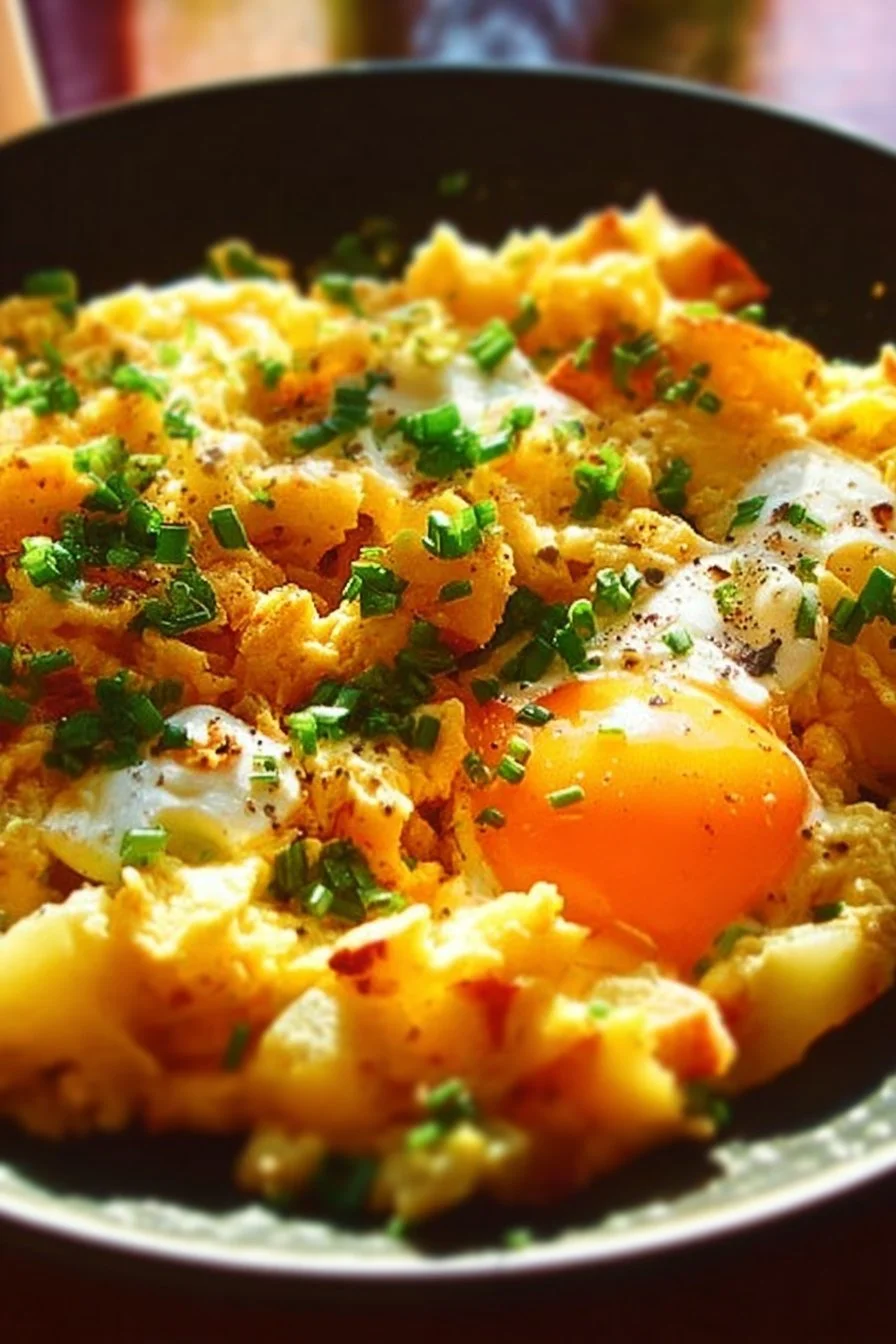 Cheesy Potato Egg Scramble 3 Cheesy Potato Egg Scramble