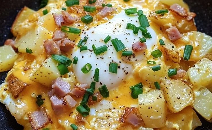 Cheesy Potato Egg Scramble