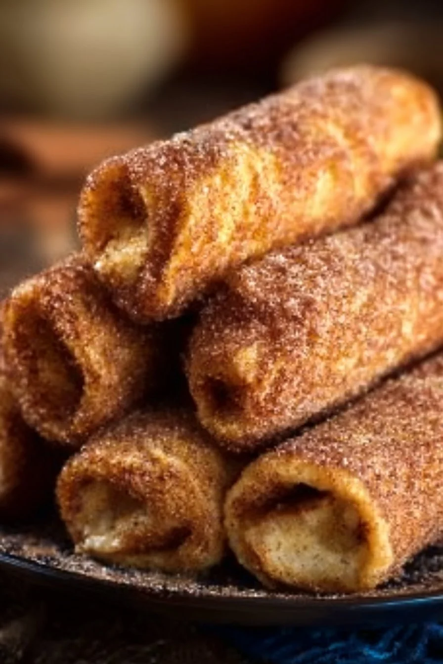 Cinnamon Sugar French Toast Roll-Ups served on a plate with syrup