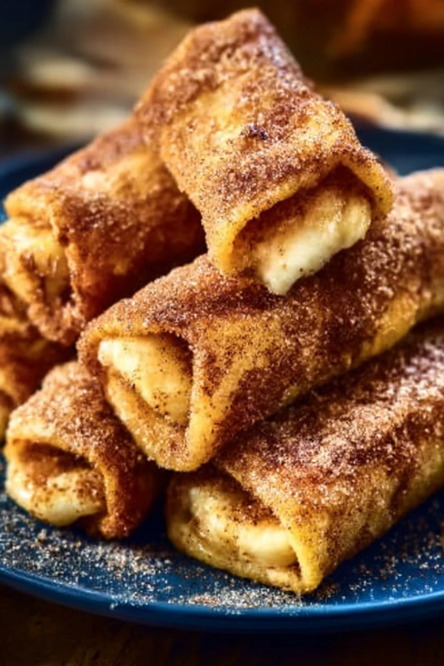 Cinnamon Sugar French Toast Roll-Ups served on a plate with syrup