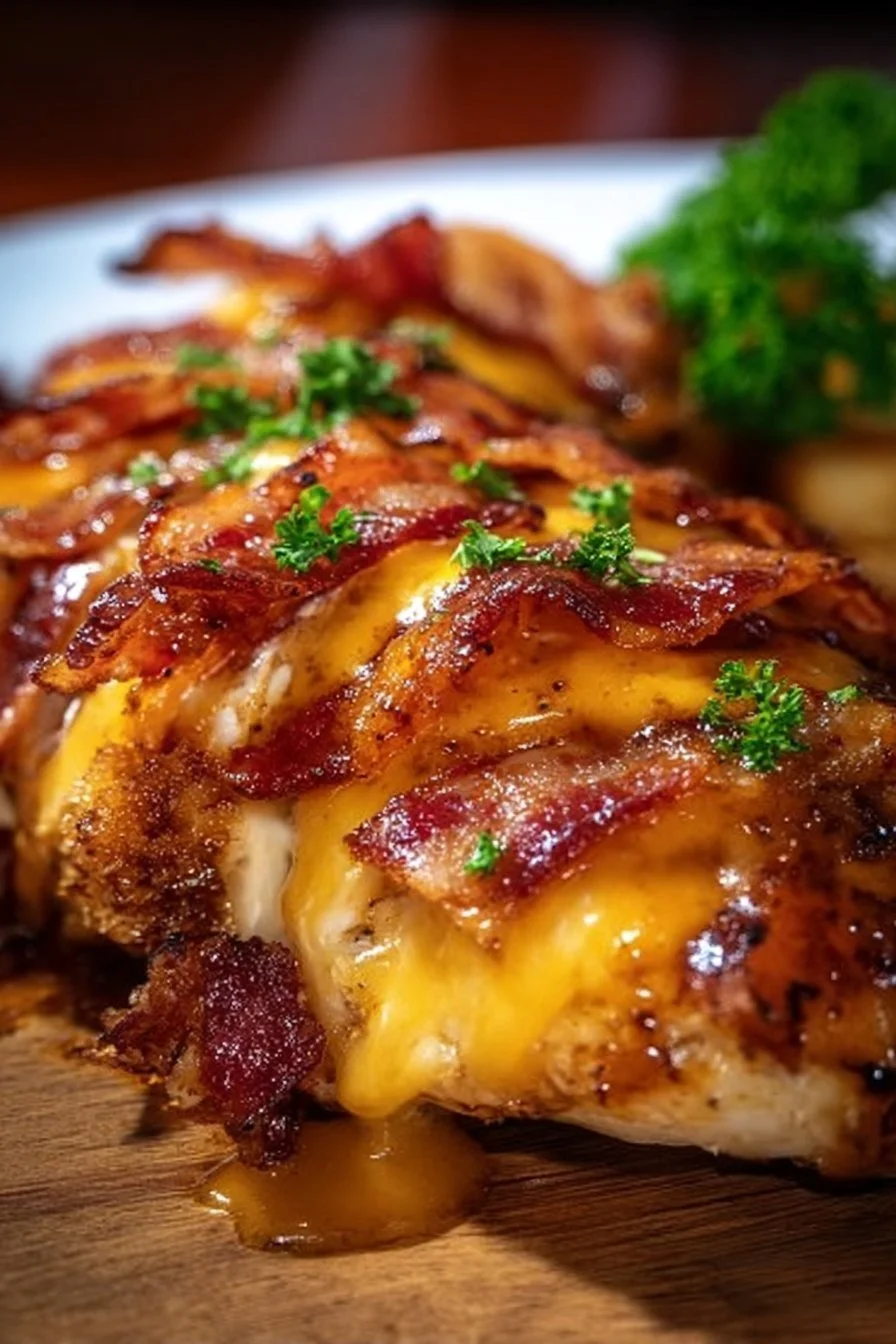 Cowboy BBQ Bacon Cheddar Chicken with smoky flavor and melted cheese
