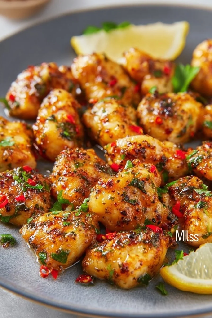 Cowboy Butter Chicken Bites 4 Delicious Cowboy Butter Chicken Bites served with dipping sauce on a platter.