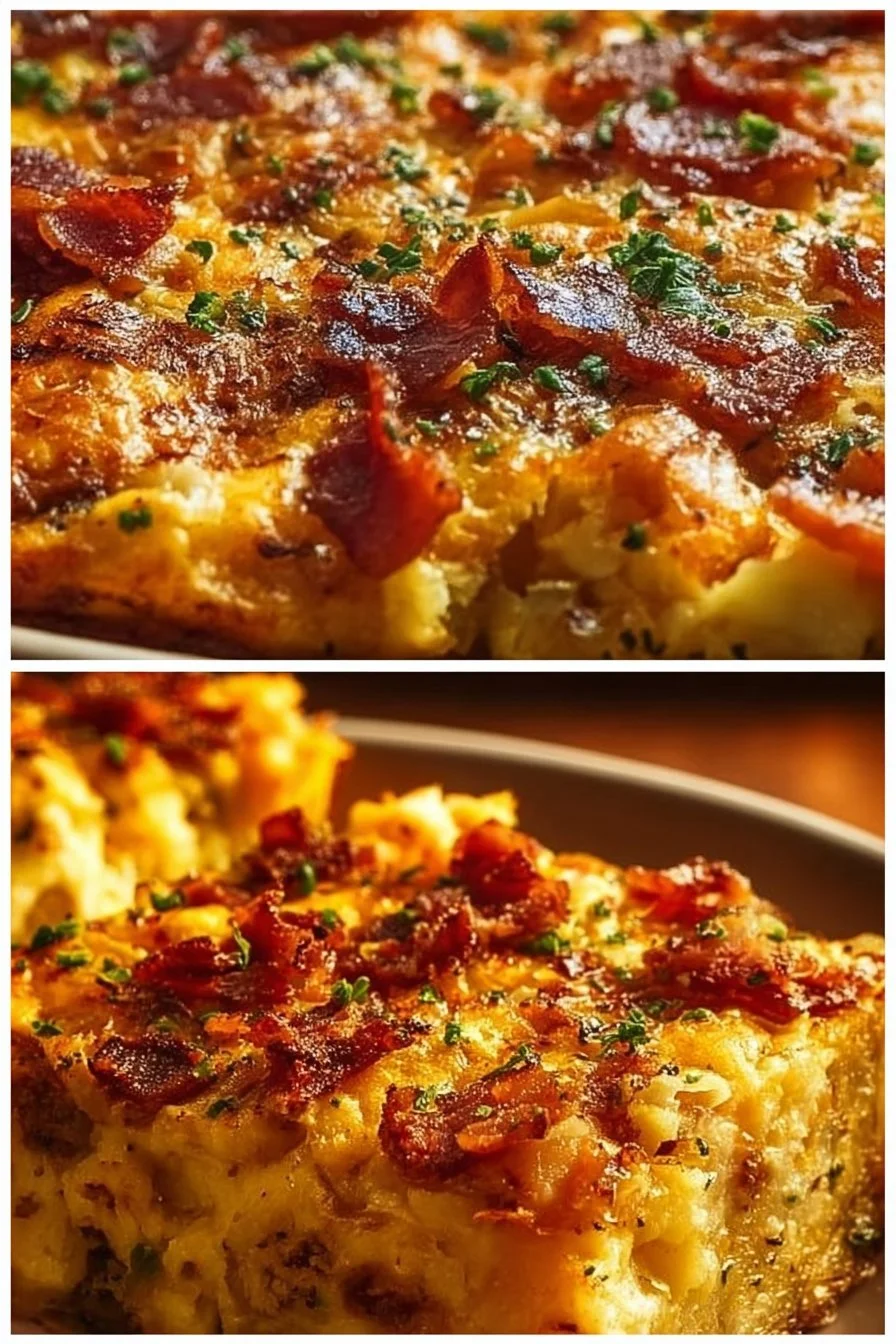 Crack Breakfast Casserole 4 Delicious Crack Breakfast Casserole topped with cheese and herbs