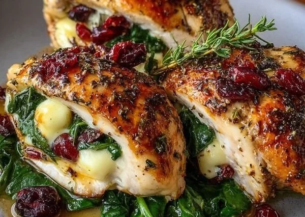 Cranberry & Spinach Stuffed Chicken with Brie 7 Cranberry & Spinach Stuffed Chicken with Brie