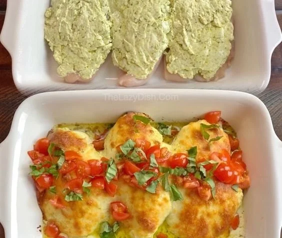 Creamy Pesto Baked Chicken