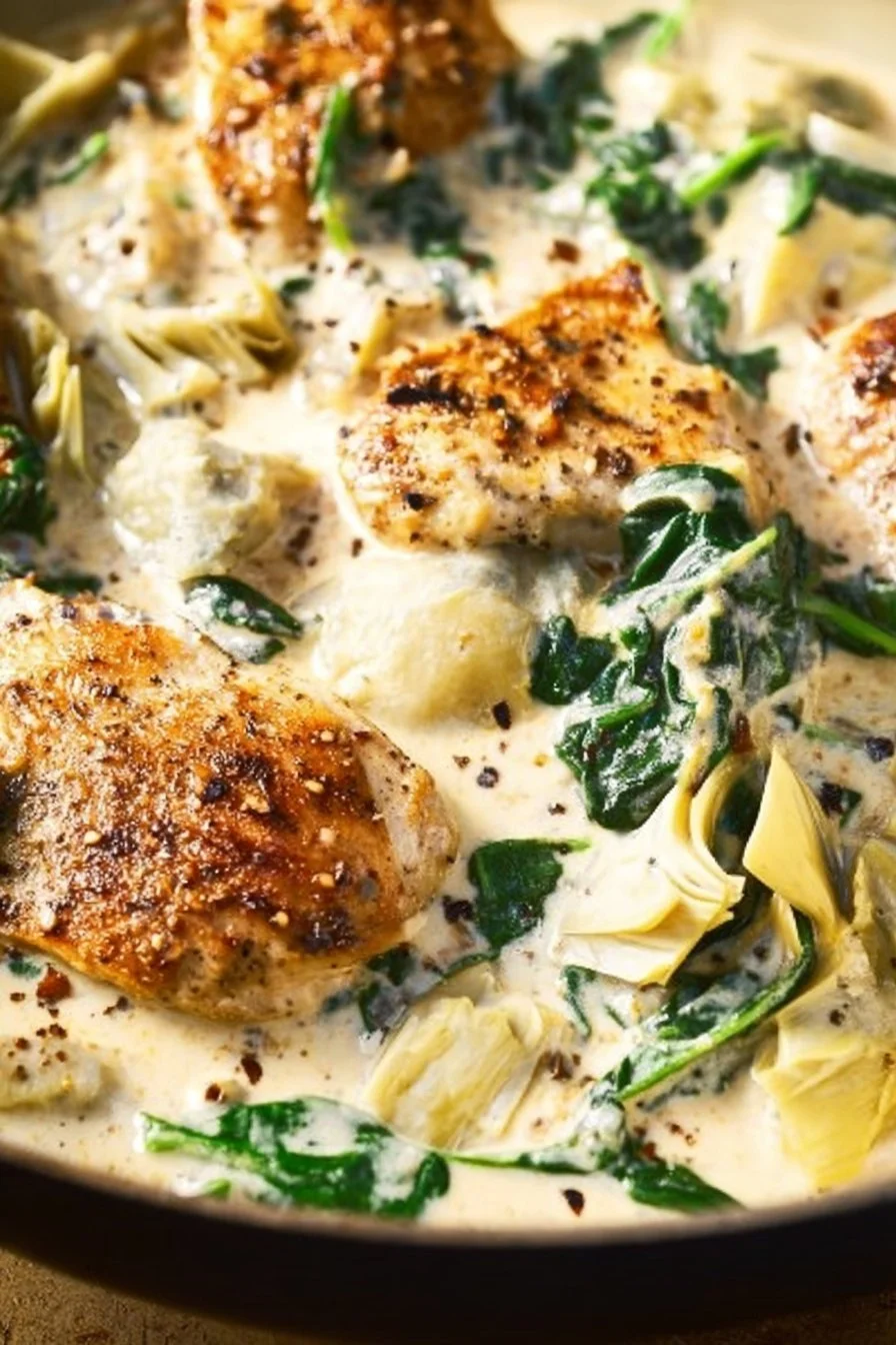 Creamy Spinach Artichoke Chicken Skillet