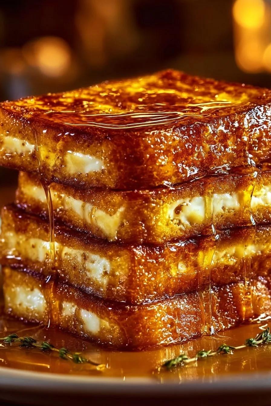 Plate of Crème Brûlée French Toast with caramelized sugar topping