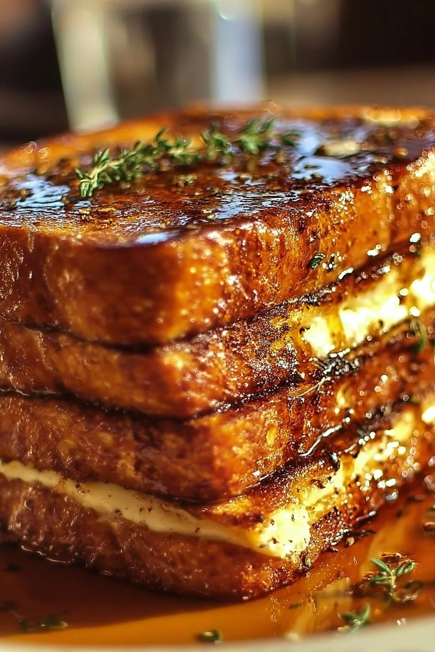 Delicious Crème Brûlée French Toast topped with caramelized sugar
