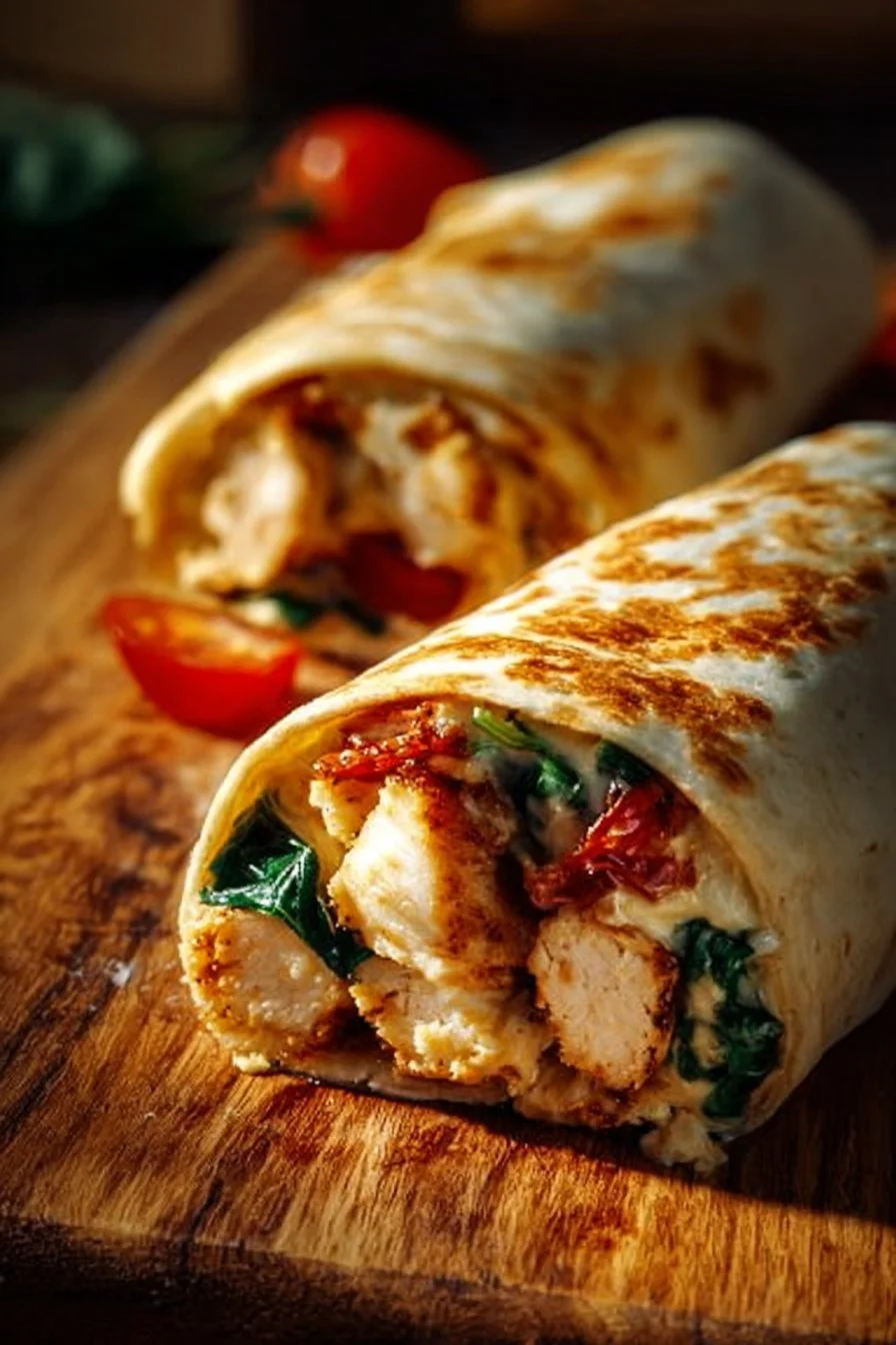 Crispy Air Fryer Chicken & Mozzarella Wraps 4 Crispy air fryer chicken and mozzarella wraps on a plate