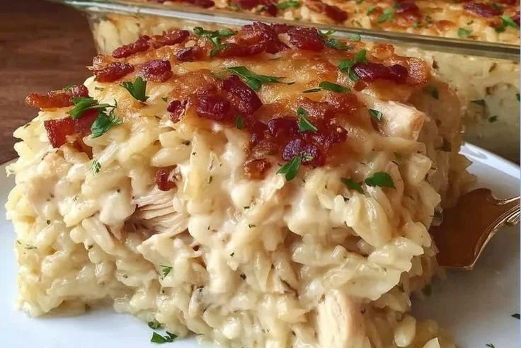 Dump-and-Bake Chicken Alfredo Rice Casserole 5 Dump-and-Bake Chicken Alfredo Rice Casserole
