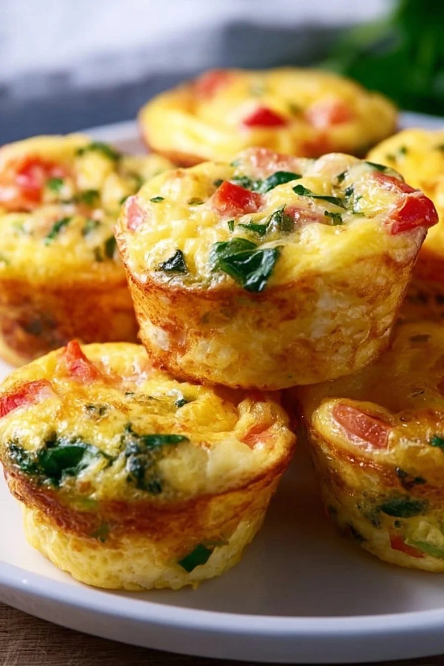 High protein egg muffins baked in a muffin tin, perfect for a healthy breakfast.