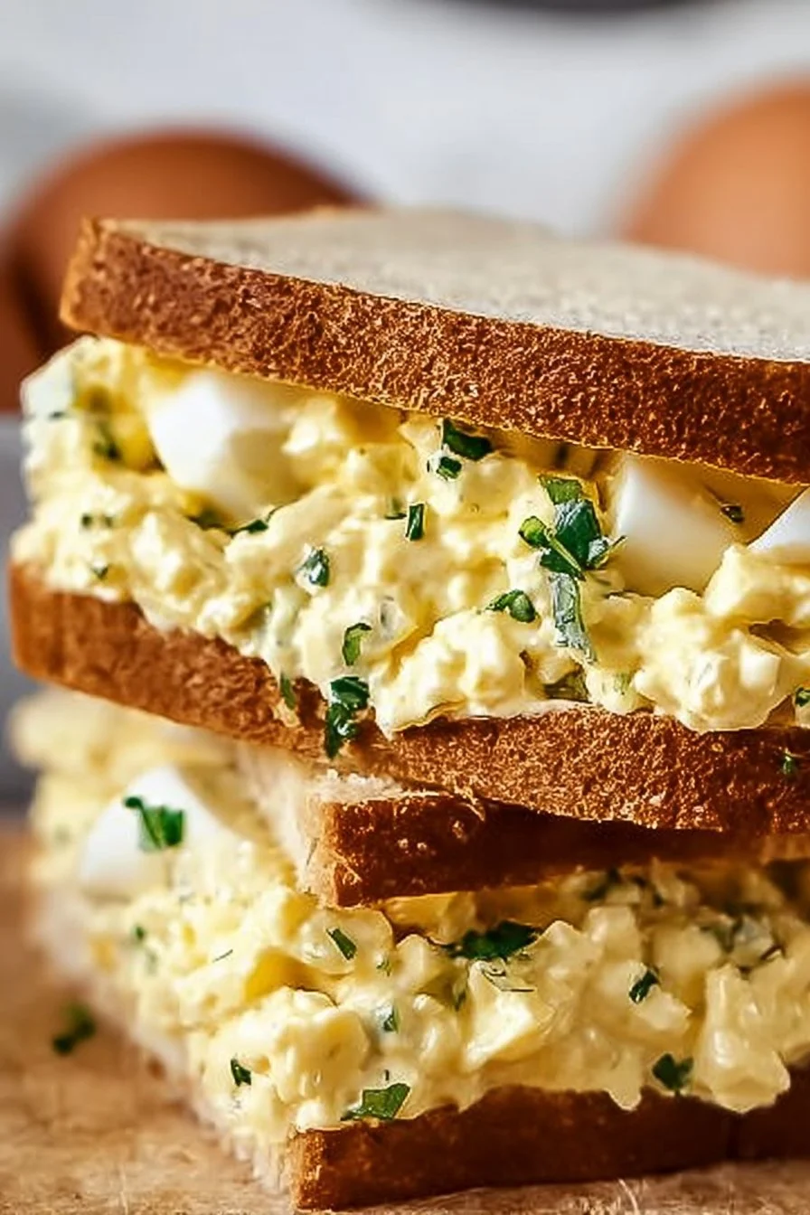 Delicious egg salad sandwich made with fresh ingredients