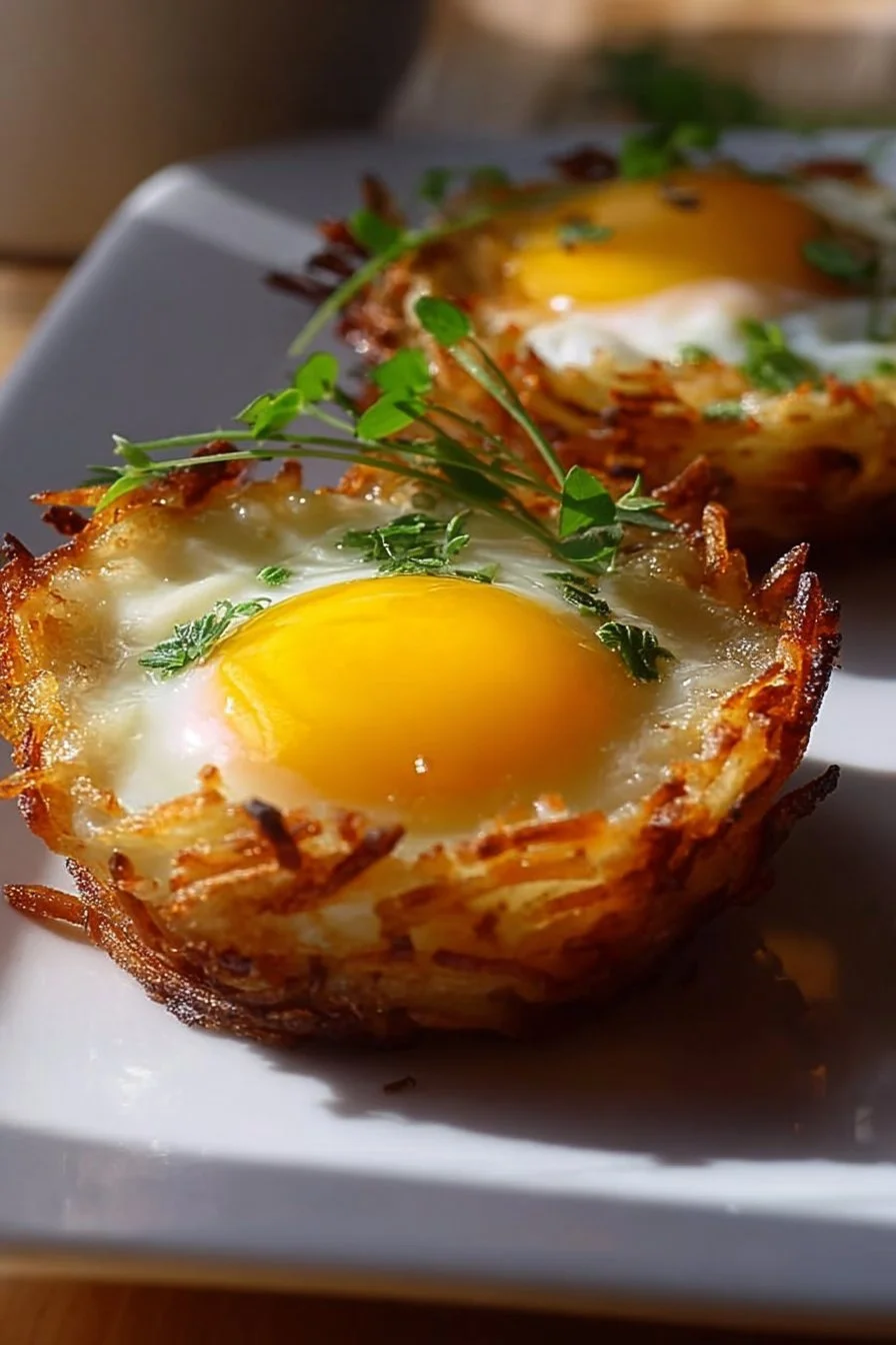 Eggs in Crispy Hash Brown Baskets