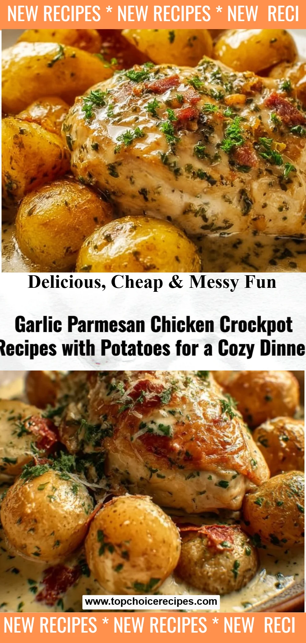 Garlic Parmesan Crockpot Chicken with Potatoes