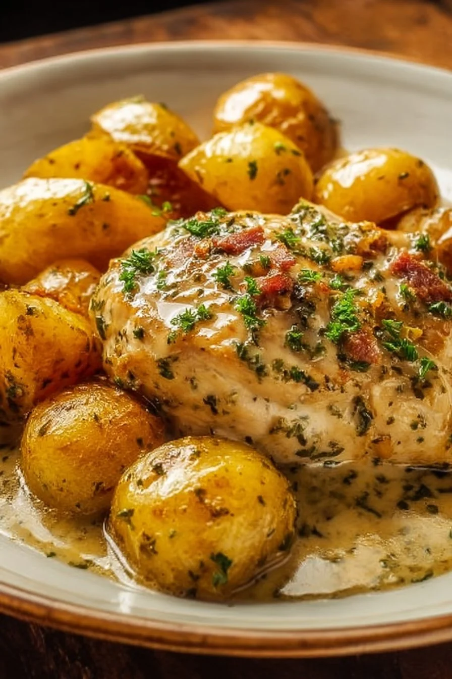 Garlic Parmesan Crockpot Chicken with Potatoes