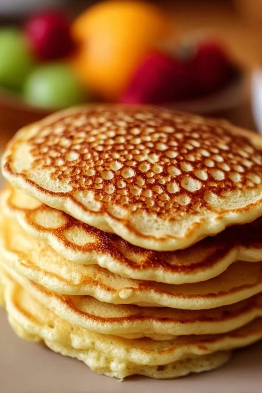 High-Protein Fluffy Pancakes 4 Delicious high-protein fluffy pancakes stacked on a plate with syrup