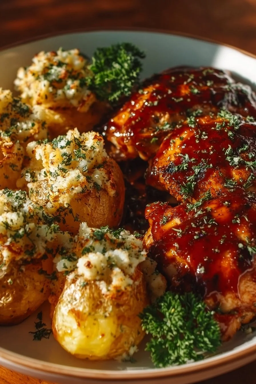Honey BBQ Chicken with Garlic Parmesan Potatoes 5 Honey BBQ Chicken with Garlic Parmesan Potatoes