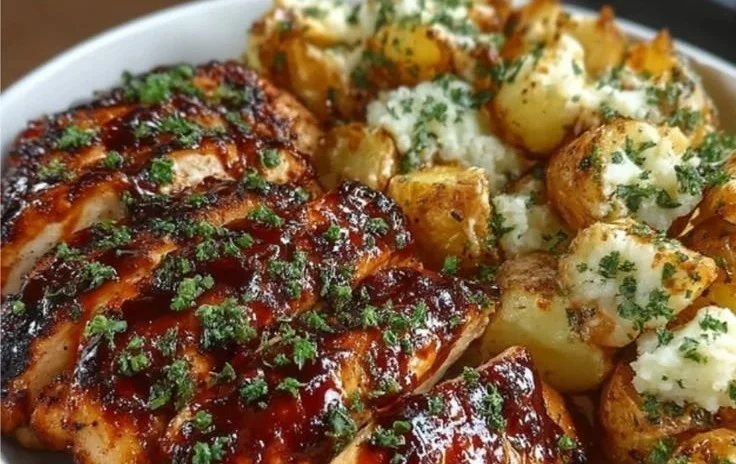 Honey BBQ Chicken with Garlic Parmesan Potatoes 6 Honey BBQ Chicken with Garlic Parmesan Potatoes